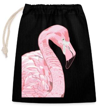 Tête de flamant rose - Sac cadeau en coton avec cordon (25 x 30 cm) - noir - Devant