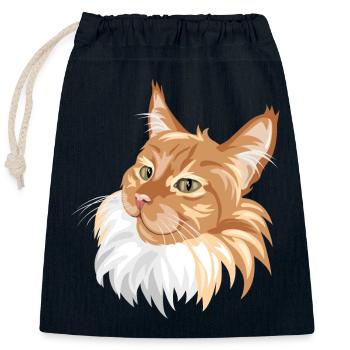 Ginger cat portrait - Closable cotton gift bag (25x30cm) - navy - Front