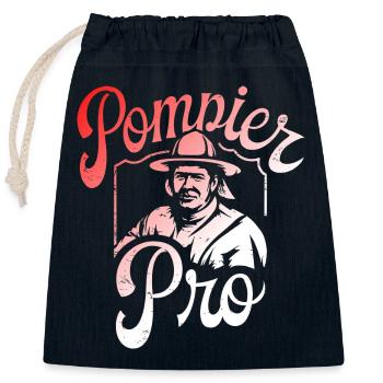 Pompier Pro - Sac cadeau en coton avec cordon (25 x 30 cm) - bleu marine - Devant