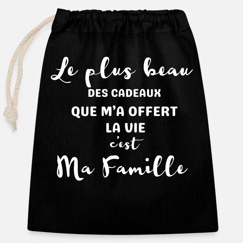 My Family Comic T-Shirt - Closable cotton gift bag (25x30cm) - black