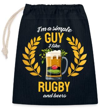 Simple Rugby Beers Guy - Closable cotton gift bag (25x30cm) - navy - Front