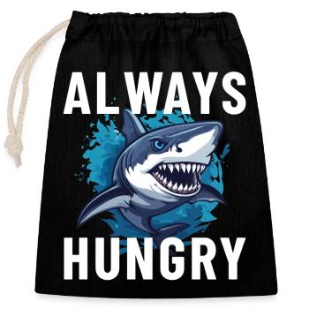 Always hungry shark - Closable cotton gift bag (25x30cm) - black - Front