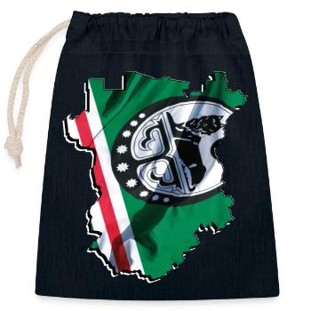 (RU) Chechnya: Flag on its own map - Closable cotton gift bag (25x30cm) - navy - Front