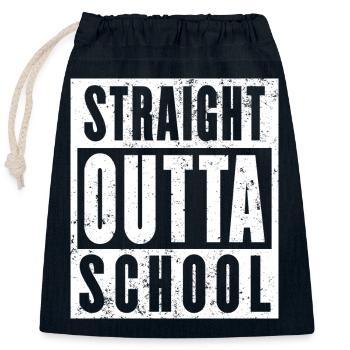 Straight Outta School Shirt, Abschlussklasse - Verschließbarer Geschenkbeutel aus Baumwolle (25x30cm) - Navy - Vorne