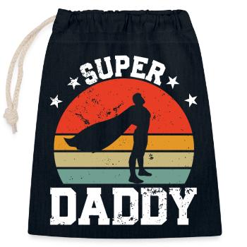Super Daddy - Closable cotton gift bag (25x30cm) - navy - Front