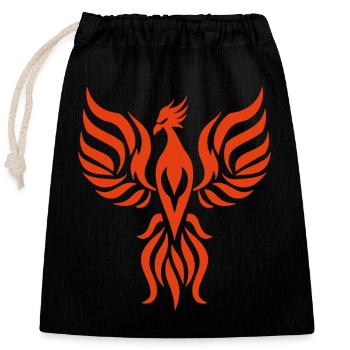 phénix - Sac cadeau en coton avec cordon (25 x 30 cm) - noir - Devant