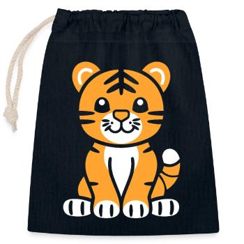 Tiger - Verschließbarer Geschenkbeutel aus Baumwolle (25x30cm) - Navy - Vorne