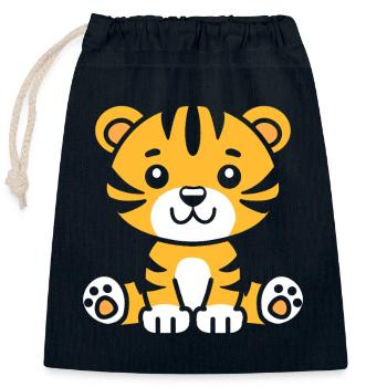 Tiger - Verschließbarer Geschenkbeutel aus Baumwolle (25x30cm) - Navy - Vorne