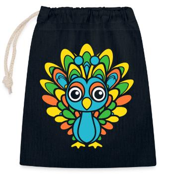 Pfau - Verschließbarer Geschenkbeutel aus Baumwolle (25x30cm) - Navy - Vorne