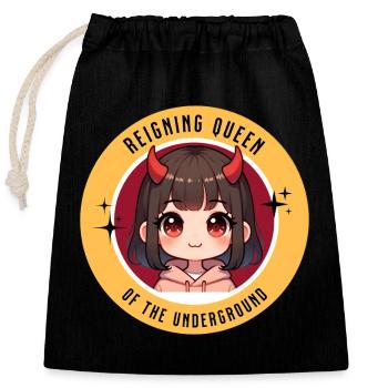Cute Anime Little Devil Kawaii Queen Anime Style - Closable cotton gift bag (25x30cm) - black - Front