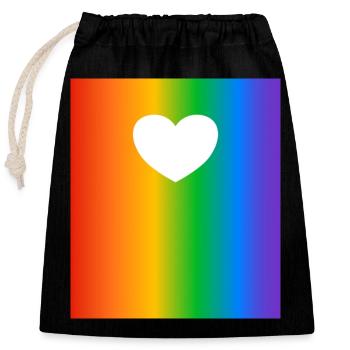 Regenbogen Farbverläufe Farben Herz - Verschließbarer Geschenkbeutel aus Baumwolle (25x30cm) - Schwarz - Vorne