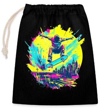 Neon Skater – Ride or Die Graffiti Style - Verschließbarer Geschenkbeutel aus Baumwolle (25x30cm) - Schwarz - Vorne