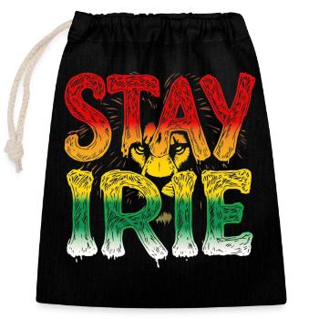 Rasta Lion Irie Vibes Chill Roots Jamaica - Verschließbarer Geschenkbeutel aus Baumwolle (25x30cm) - Schwarz - Vorne
