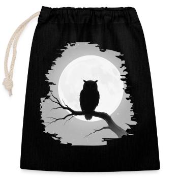 Halloween Eule Vollmond Nacht Spooky Design - Verschließbarer Geschenkbeutel aus Baumwolle (25x30cm) - Schwarz - Vorne