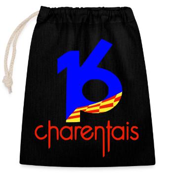  16 Charentais Bleu Rouge - Sac cadeau en coton avec cordon (25 x 30 cm) - noir - Devant
