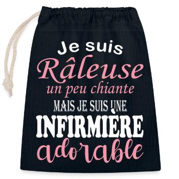 Humour infirmière - idée cadeau infirmière - Sac cadeau en coton avec cordon (25 x 30 cm) - bleu marine - Devant