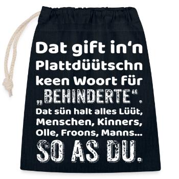 Low German Provocation Inclusion - Closable cotton gift bag (25x30cm) - navy - Front