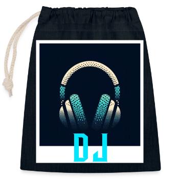 Disc jockey - Closable cotton gift bag (25x30cm) - navy - Front