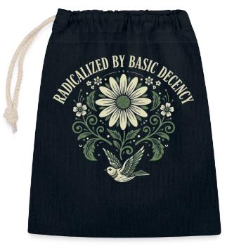 Radicalized By Basic Decency Quote Shirt Sticker - Closable cotton gift bag (25x30cm) - navy - Front