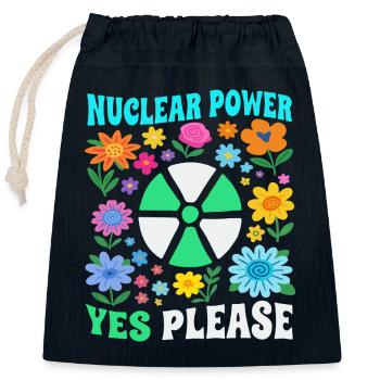 Nuclear power yes with flowers please - Closable cotton gift bag (25x30cm) - navy - Front