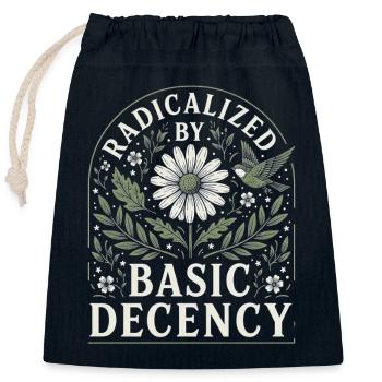 Radicalized by Basic Decency Vintage Floral Design - Closable cotton gift bag (25x30cm) - navy - Front