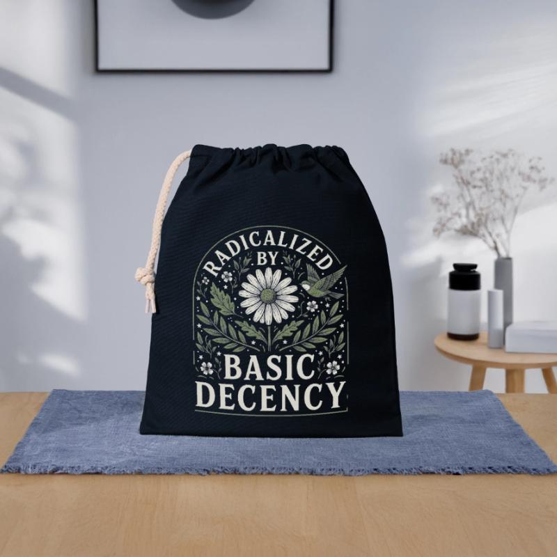 Radicalized by Basic Decency Vintage Floral Design Closable cotton gift bag (25x30cm)