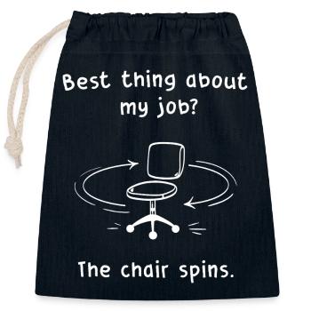 Stuhl dreht sich: Job-Witz - Verschließbarer Geschenkbeutel aus Baumwolle (25x30cm) - Navy - Vorne