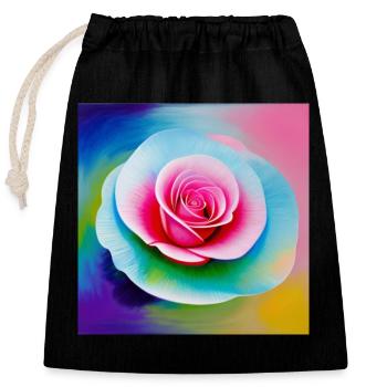 Peinture d'une rose aux couleurs dynamiques - Sac cadeau en coton avec cordon (25 x 30 cm) - noir - Devant