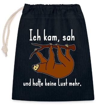 Sloth no desire Saying no desire - Closable cotton gift bag (25x30cm) - navy - Front