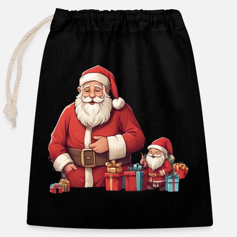Christmas - Closable cotton gift bag (25x30cm) - black