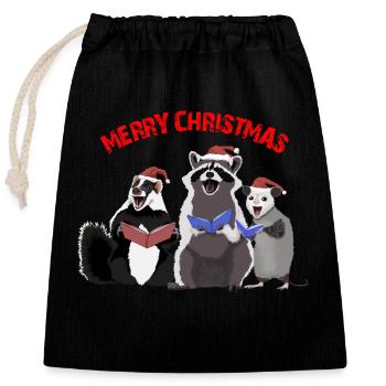 STREET CATS MERRY CHRISTMAS - Closable cotton gift bag (25x30cm) - black - Front