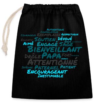 Les Mots de Papa : Un Nuage d'Amour en Mots Doux ! - Sac cadeau en coton avec cordon (25 x 30 cm) - noir - Devant