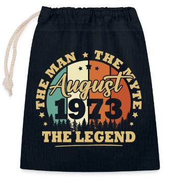 Août 1973, Anniversaire 50 Ans Hommes femmes - Sac cadeau en coton avec cordon (25 x 30 cm) - bleu marine - Devant