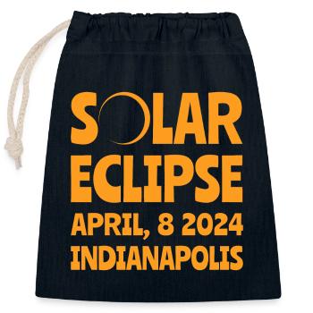 Eclipse Solaire 2024 Indianapolis Indiana - Sac cadeau en coton avec cordon (25 x 30 cm) - bleu marine - Devant