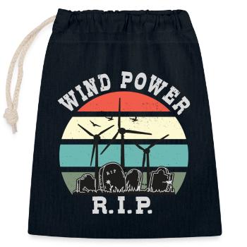 Wind Power RIP, No to Wind Energy - Closable cotton gift bag (25x30cm) - navy - Front