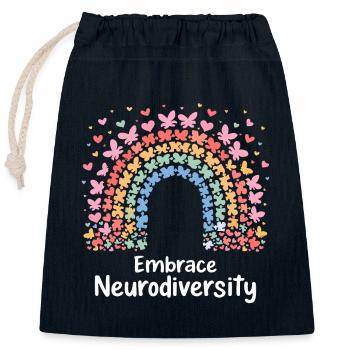 Umarme Neurodiversität - Verschließbarer Geschenkbeutel aus Baumwolle (25x30cm) - Navy - Vorne
