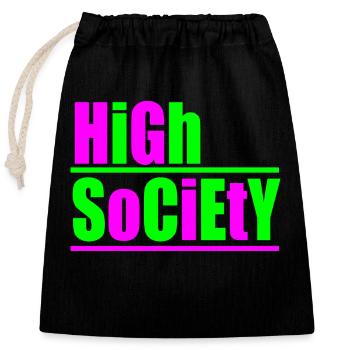 haute société rave techno design - Sac cadeau en coton avec cordon (25 x 30 cm) - noir - Devant