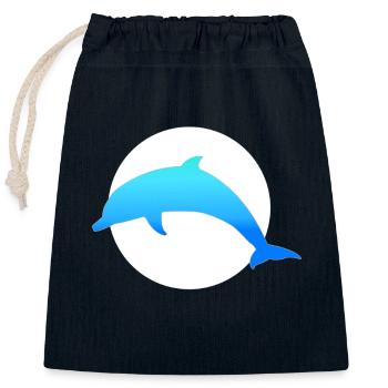 Blauer Delfin - Verschließbarer Geschenkbeutel aus Baumwolle (25x30cm) - Navy - Vorne
