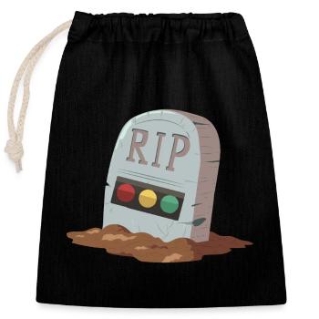 Traffic light Rest in Peace RIP - Closable cotton gift bag (25x30cm) - black - Front