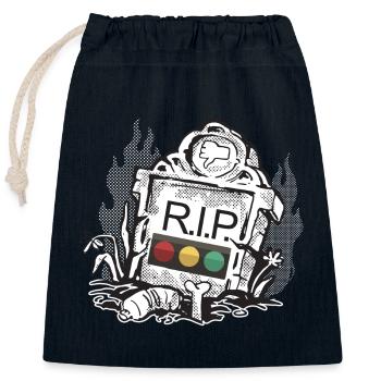 Traffic light Rest in Peace RIP - Closable cotton gift bag (25x30cm) - navy - Front