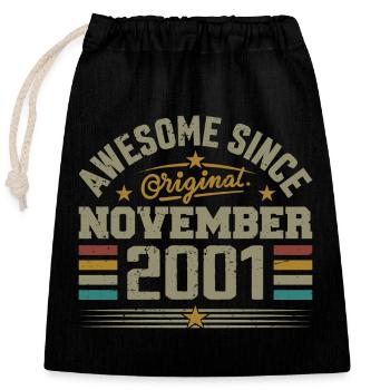 November 2001 Birthday Gift | November 2001 - Closable cotton gift bag (25x30cm) - black - Front