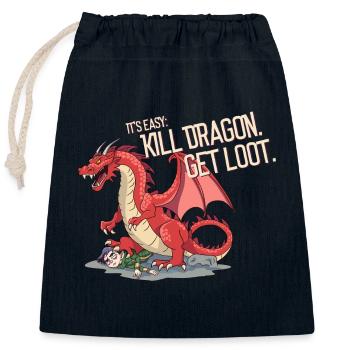 Kill Dragon get Loot - Verschließbarer Geschenkbeutel aus Baumwolle (25x30cm) - Navy - Vorne