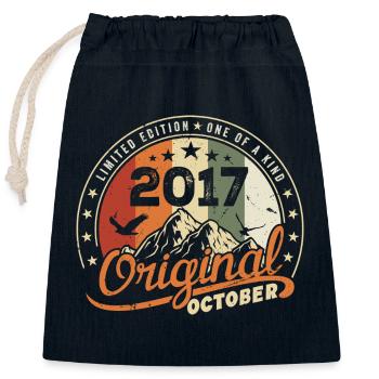 Octobre 2017 Cadeau D’anniversaire October 2017 - Sac cadeau en coton avec cordon (25 x 30 cm) - bleu marine - Devant