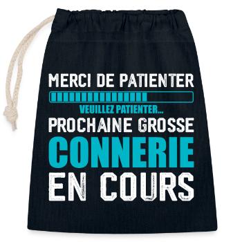 Prochaine connerie rigolo - Sac cadeau en coton avec cordon (25 x 30 cm) - bleu marine - Devant