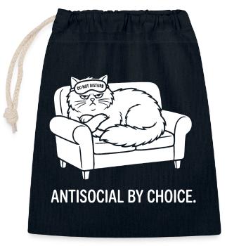 Antisocial by Choice Cat Gift - Closable cotton gift bag (25x30cm) - navy - Front