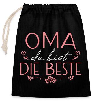 Oma du bist die Beste Großmutter - Verschließbarer Geschenkbeutel aus Baumwolle (25x30cm) - Schwarz - Vorne