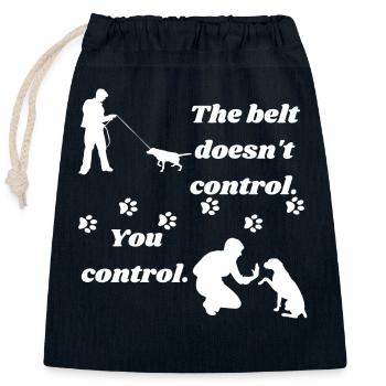 Gassi gehen mit dem Hund - Verschließbarer Geschenkbeutel aus Baumwolle (25x30cm) - Navy - Vorne