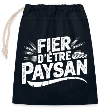 Paysan et fier - Sac cadeau en coton avec cordon (25 x 30 cm) - bleu marine - Devant
