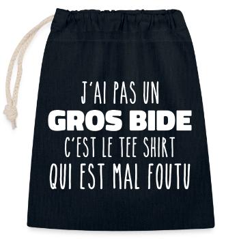 Ich habe keinen dicken Bauch, es ist das Geschenk-T-Shirt - Verschließbarer Geschenkbeutel aus Baumwolle (25x30cm) - Navy - Vorne