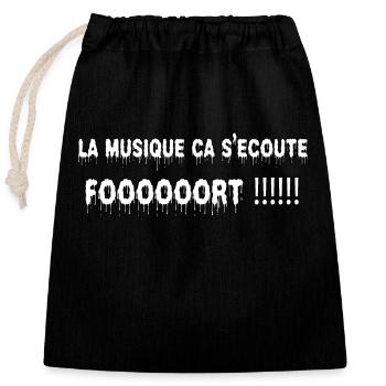 La musique s'écoute fort - Sac cadeau en coton avec cordon (25 x 30 cm) - noir - Devant